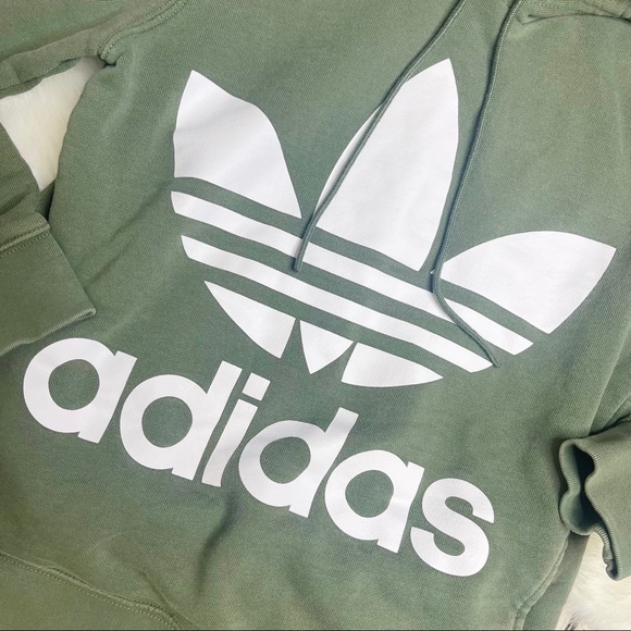 Adidas Originals Trefoil Army Green Long Sleeve Women’s Hoodie - Picture 5 of 8